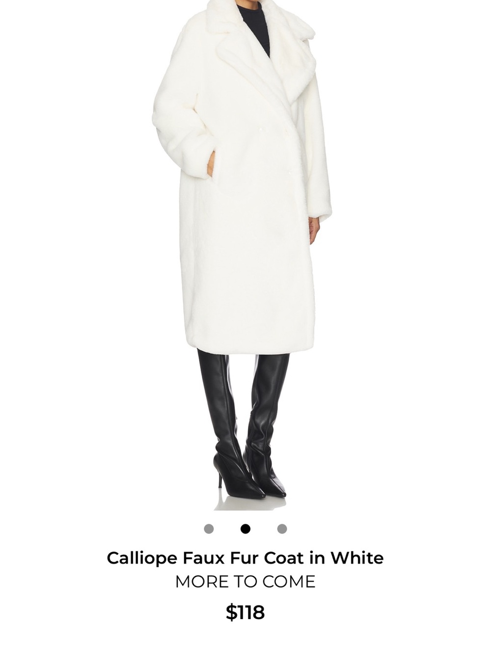 Plush White Faux Fur Teddy Coat with Wide Lapel never worn
